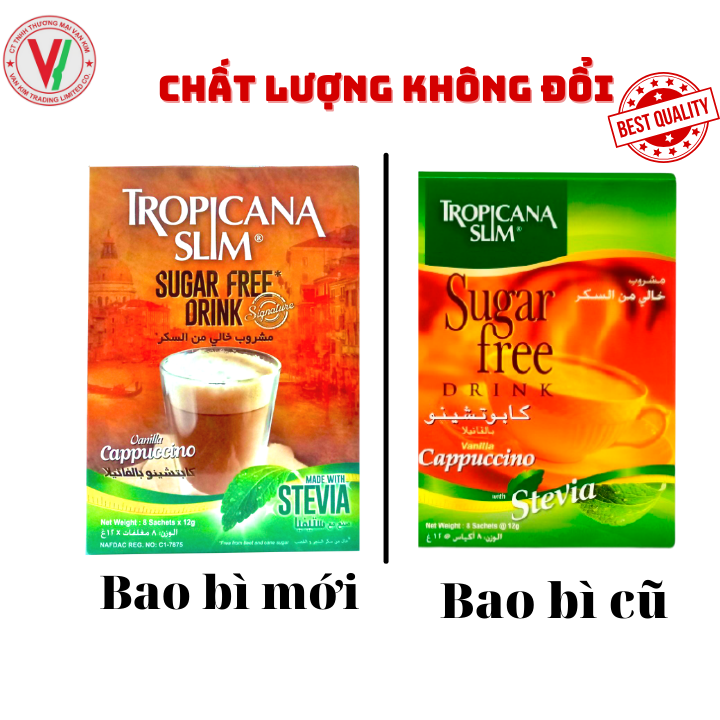 Combo 6 Hộp Cà Phê Ăn Kiêng Tropicana Slim Sugar Free Vanilla Cappucino (8 x 12g)