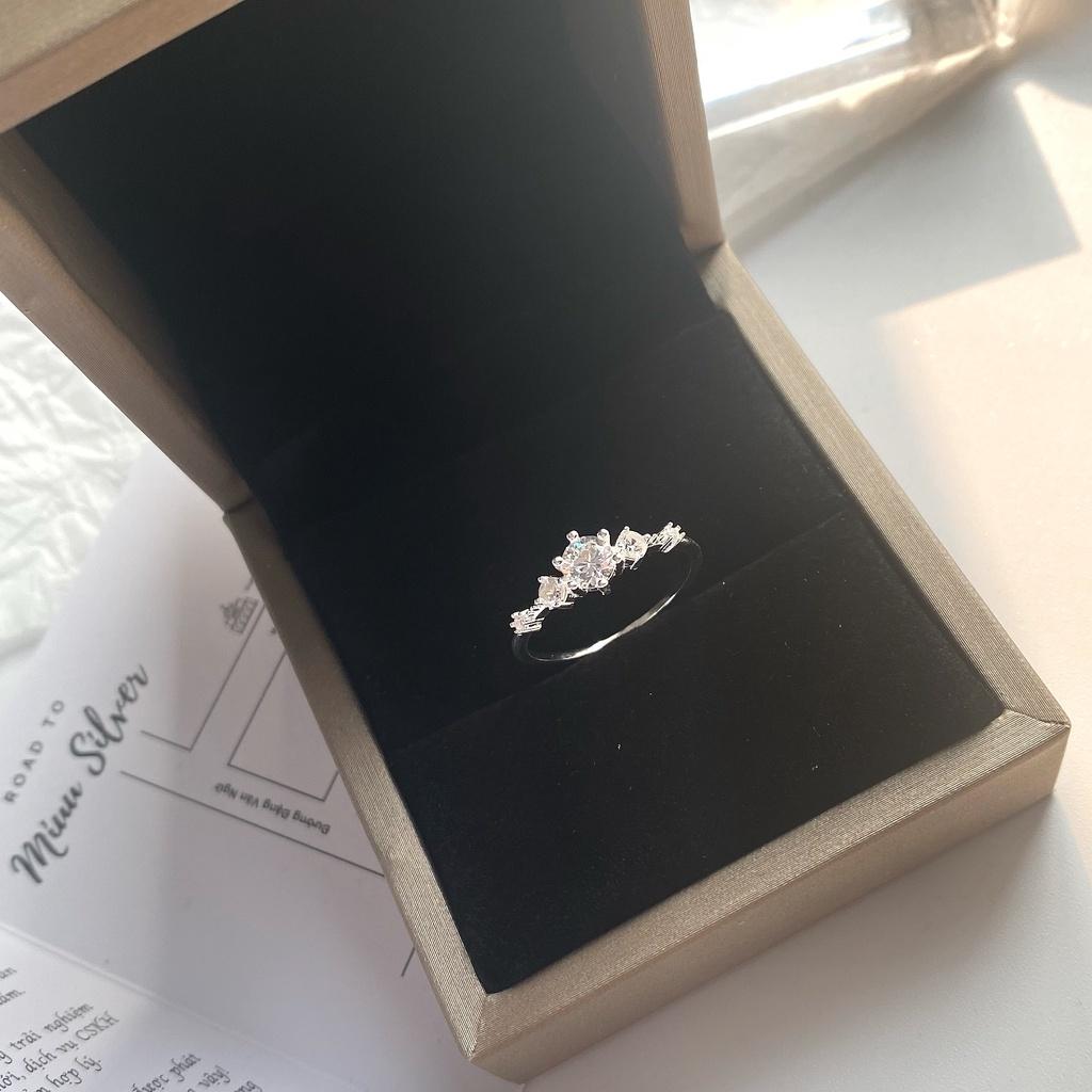 Nhẫn bạc nữ Miuu Silver, nhẫn nữ đính đá Elina Ring