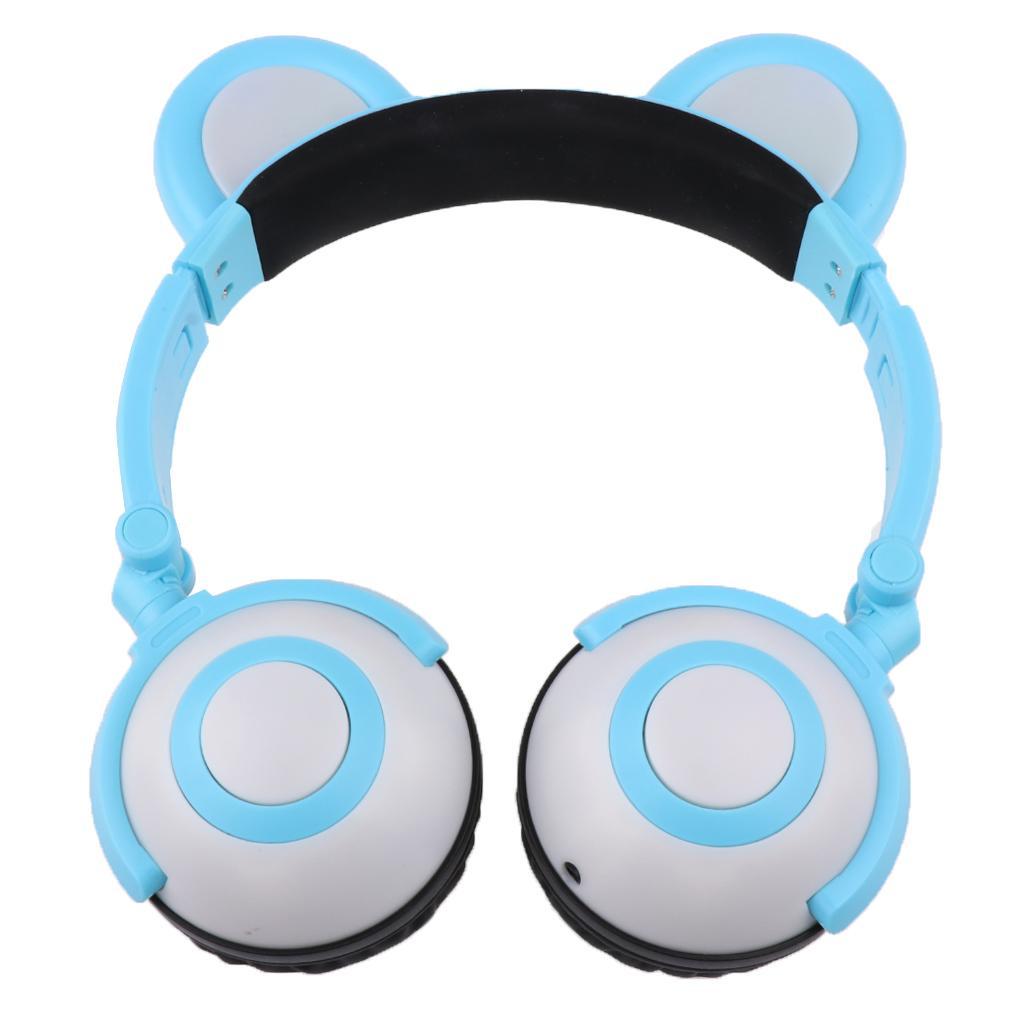 Foldable LED light Flashing Glowing Bear Ear Headphone Gaming Headset