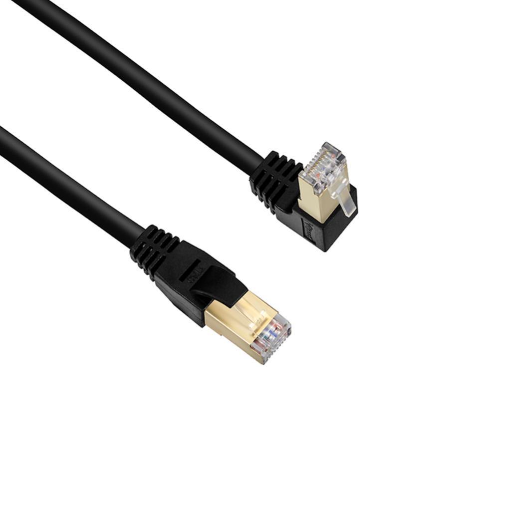 Cat 7 Ethernet Patch Cable Right Angle RJ45 Gigabit Network Cord Black