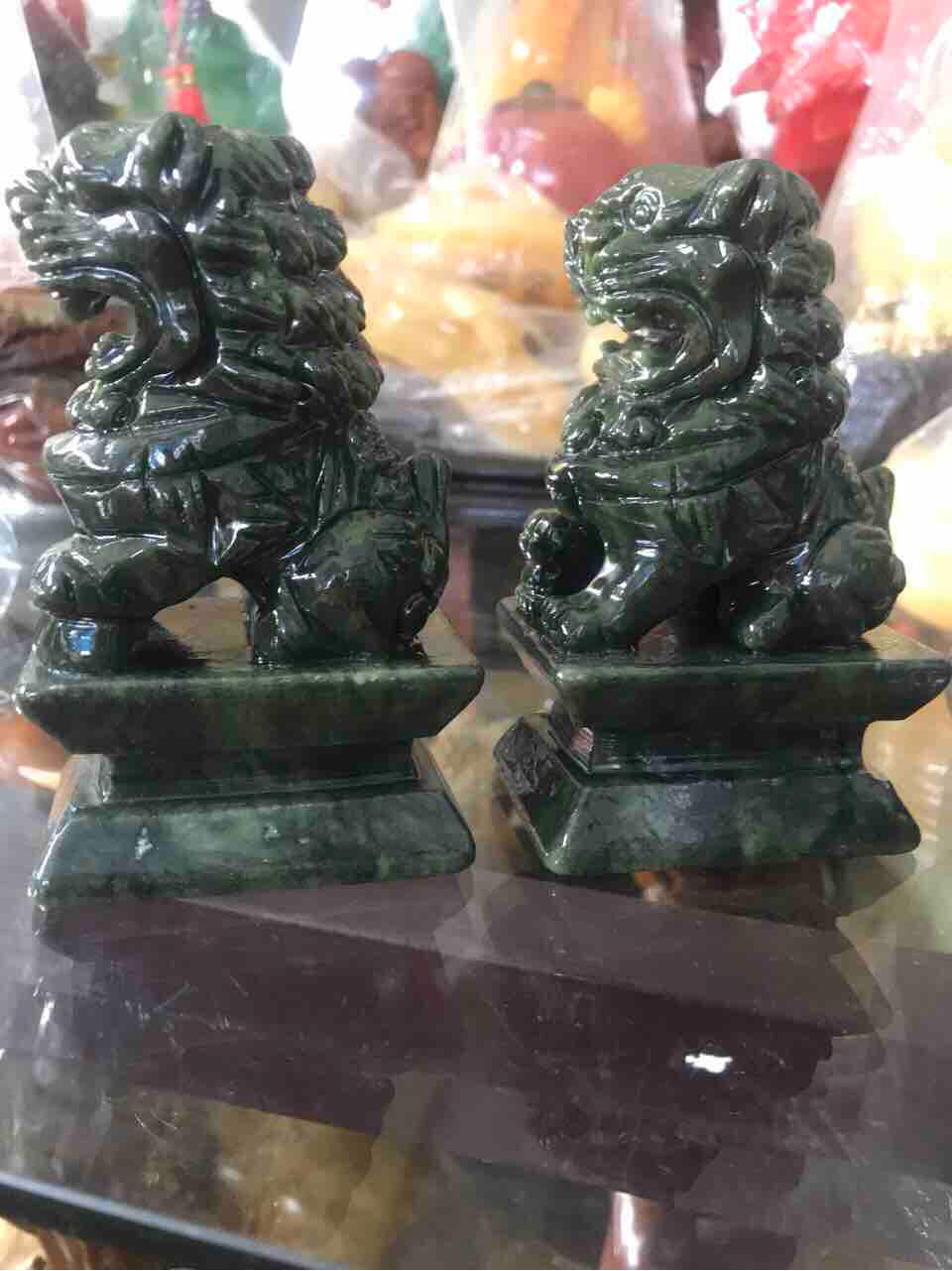 Cặp Kỳ Lân Xanh Nhỏ Đá Pakista Tự Nhiên Size 10cm Anh Chị trưng bàn làm việc nhà công ty tốt may mắn hợp mệnh Thủy Mộc Hỏa ạ