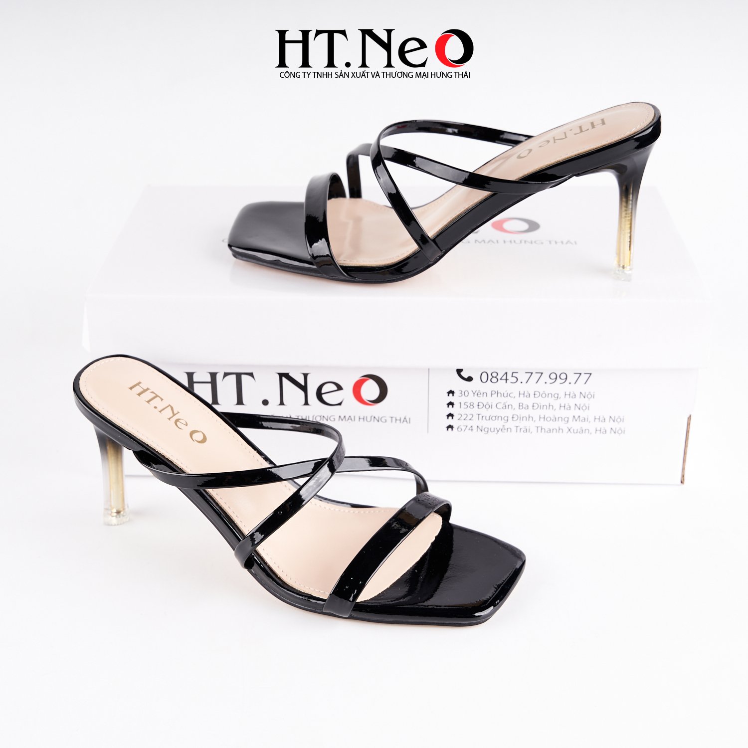 Sandal nữ HT.NEO da với thiết kế dây mảnh chéo trẻ trung, gót nhọn 8p SDN168 mang lại vẻ đẹp nhẹ nhàng, nữ tinh, thanh thoát