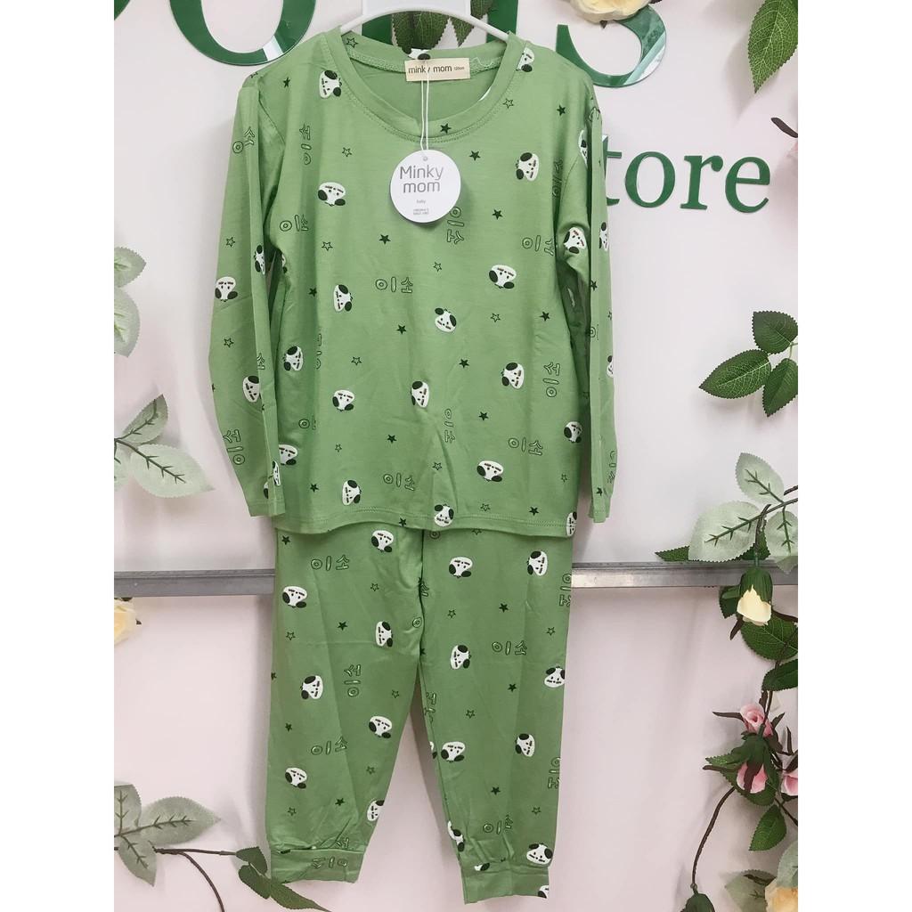 Bộ dài tay quần dài lưng thấp Minky mom họa tiết hình chó siêu cute cho bé 17-19kg