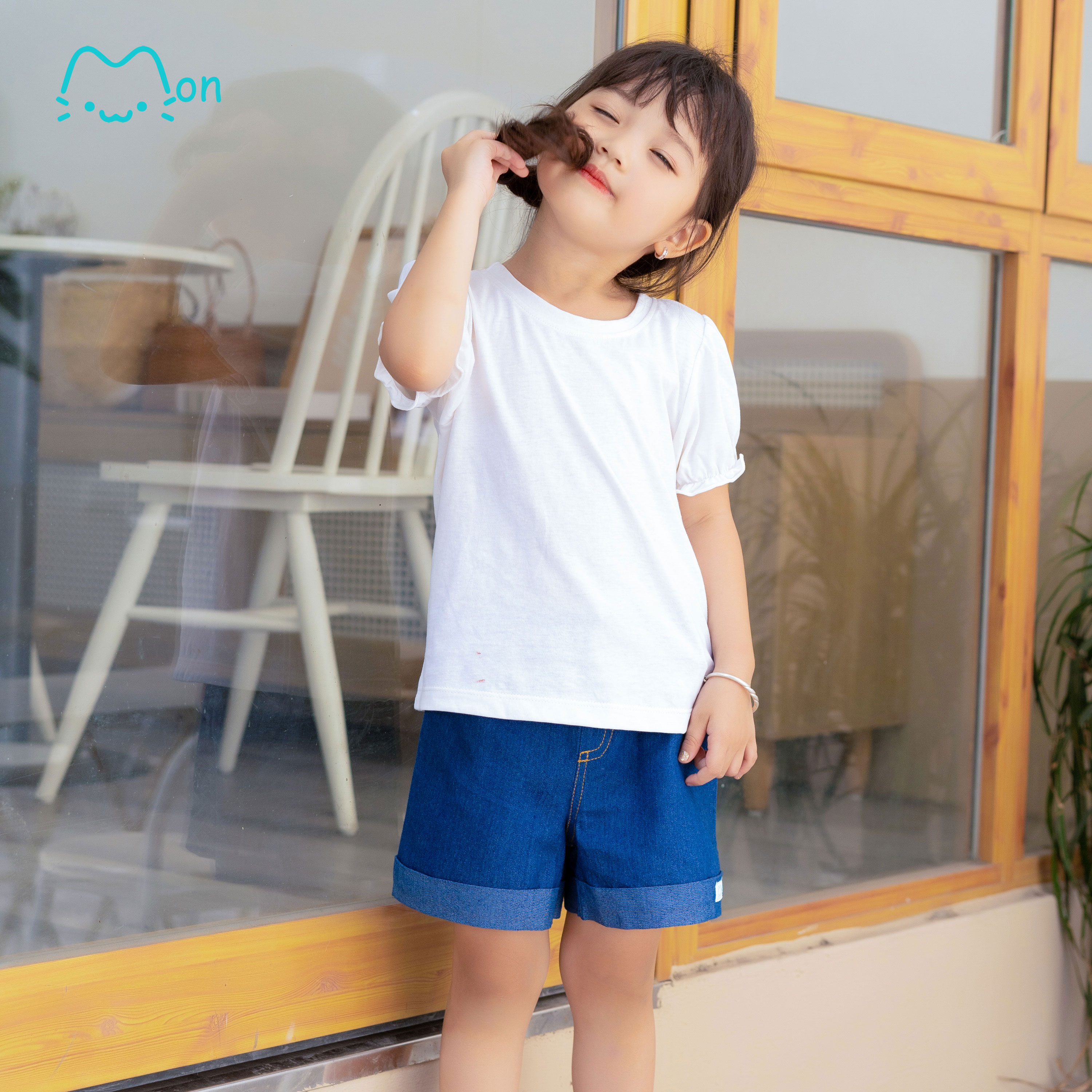 Áo thun bé gái chất cotton cao cấp, áo phông cho bé thấm hút mồ hôi, nhẹ mát tay bo chun sang trọng MonBabies MA2241