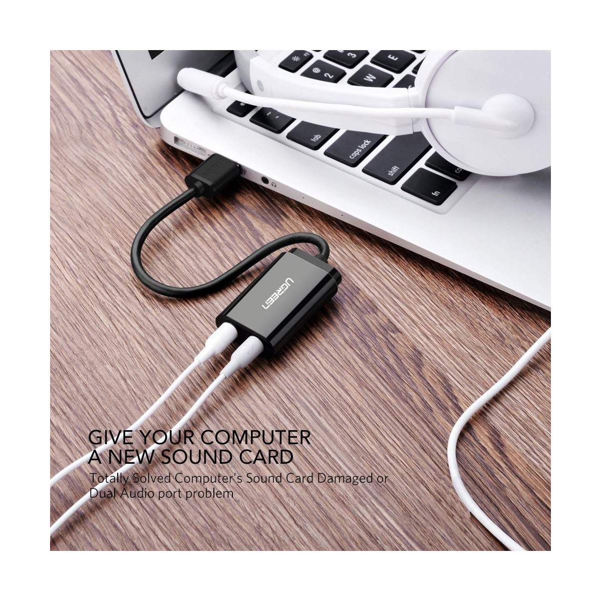 Dây USB 2.0 mở rộng sang đồng thời 2 cổng 3.5mm cho tai nghe + mic, không cần driver UGREEN US205  30724 - Hàng Chính Hãng