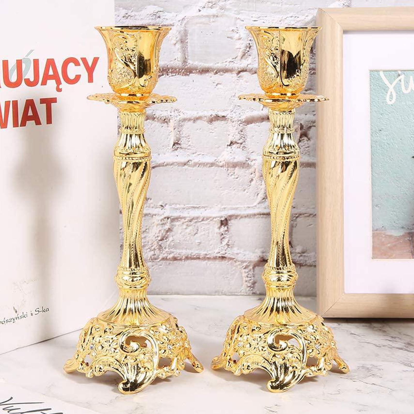 Metal Flowers Candlestick Holders Home Dinner Candle Holder Gold 3x3x4inch