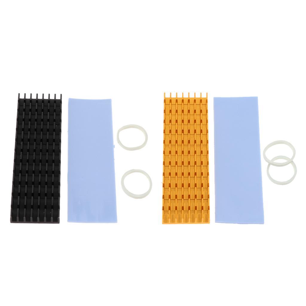2 Pieces Aluminum M.2 2280 Heatsink Cooling Kit W/ Silicone Thermal Pad