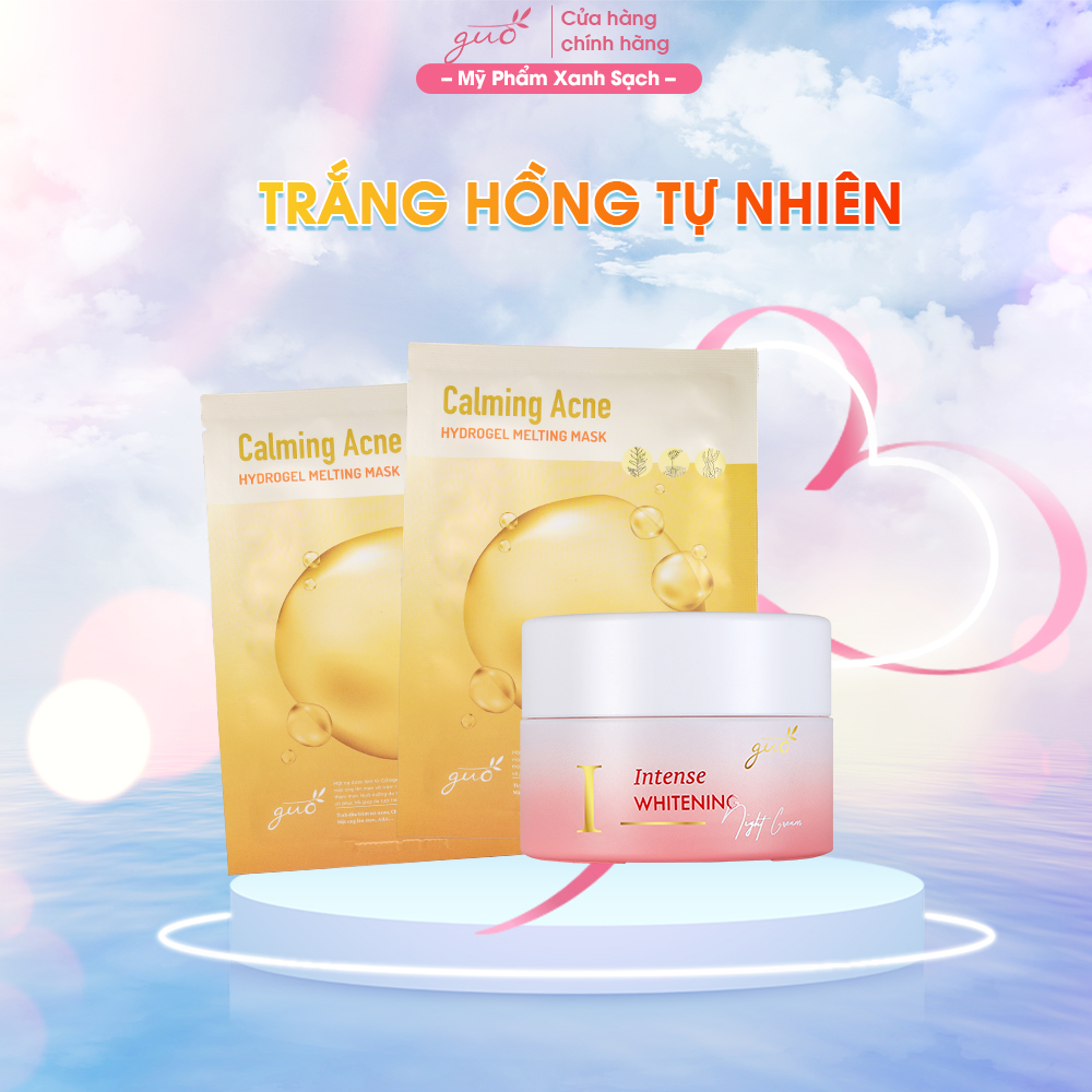 Bộ đôi Kem Face Vi Tảo + Mask Collagen 4in1 GUO dưỡng trắng hồng mờ thâm sạm, chống lão hóa da