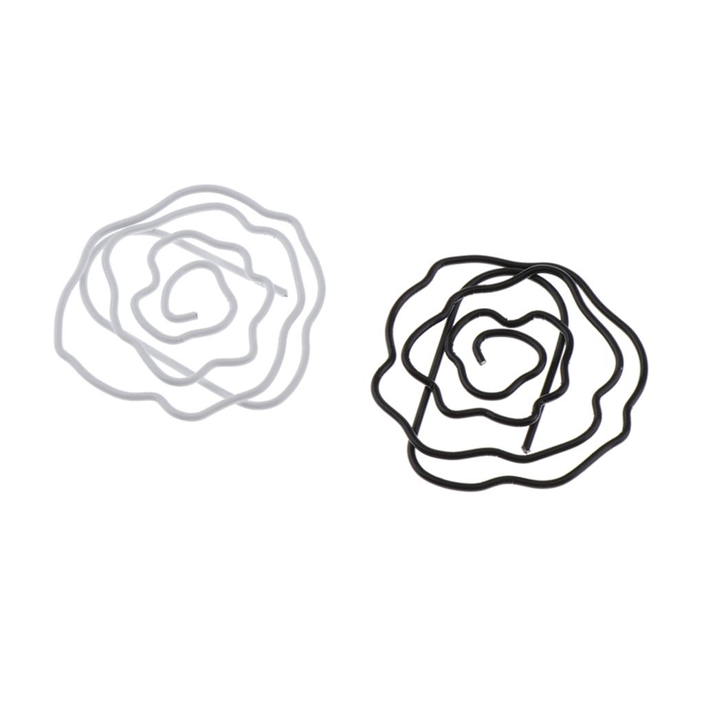 20Pcs Rose Flower Shape Paper Clip Binder Clip Book Mark for Office Organize