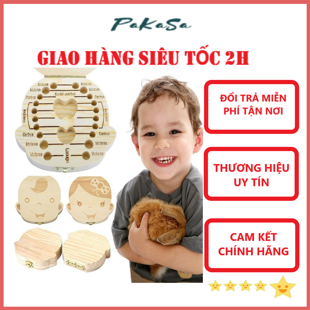 Hộp Đựng Răng Sữa Của Bé Bằng Gỗ Lưu Giữ Làm Kỉ Niệm PaKaSa - Chính Hãng