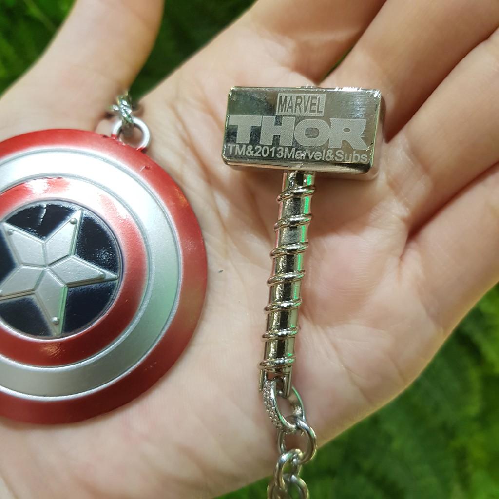 Combo móc chìa khóa Avenger khiên Captain America và búa Thor