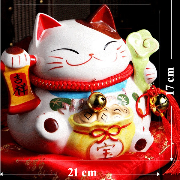 Mèo thần tài Nhật Bản May mắn Maneki neko-Như ý cát tường SW0902-17cm