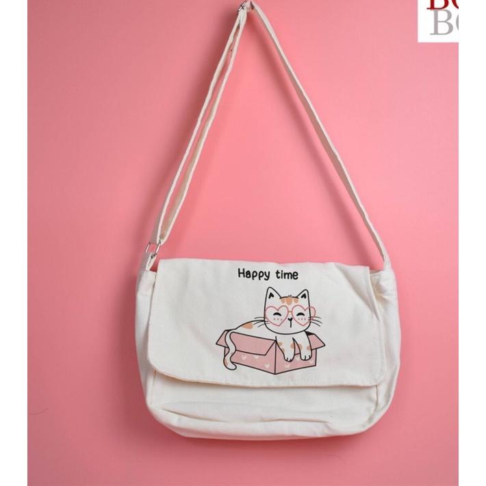 TÚI TOTE ĐEO CHÉO UNISEX NAM NỮ - VẢI DỆT CANVAS  - PHONG CÁCH ULZZANG