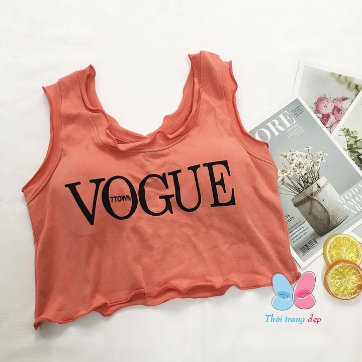 Áo Thun sát nách cho Nữ dáng Croptop từ 35-45kg in chữ vogue - AONU15