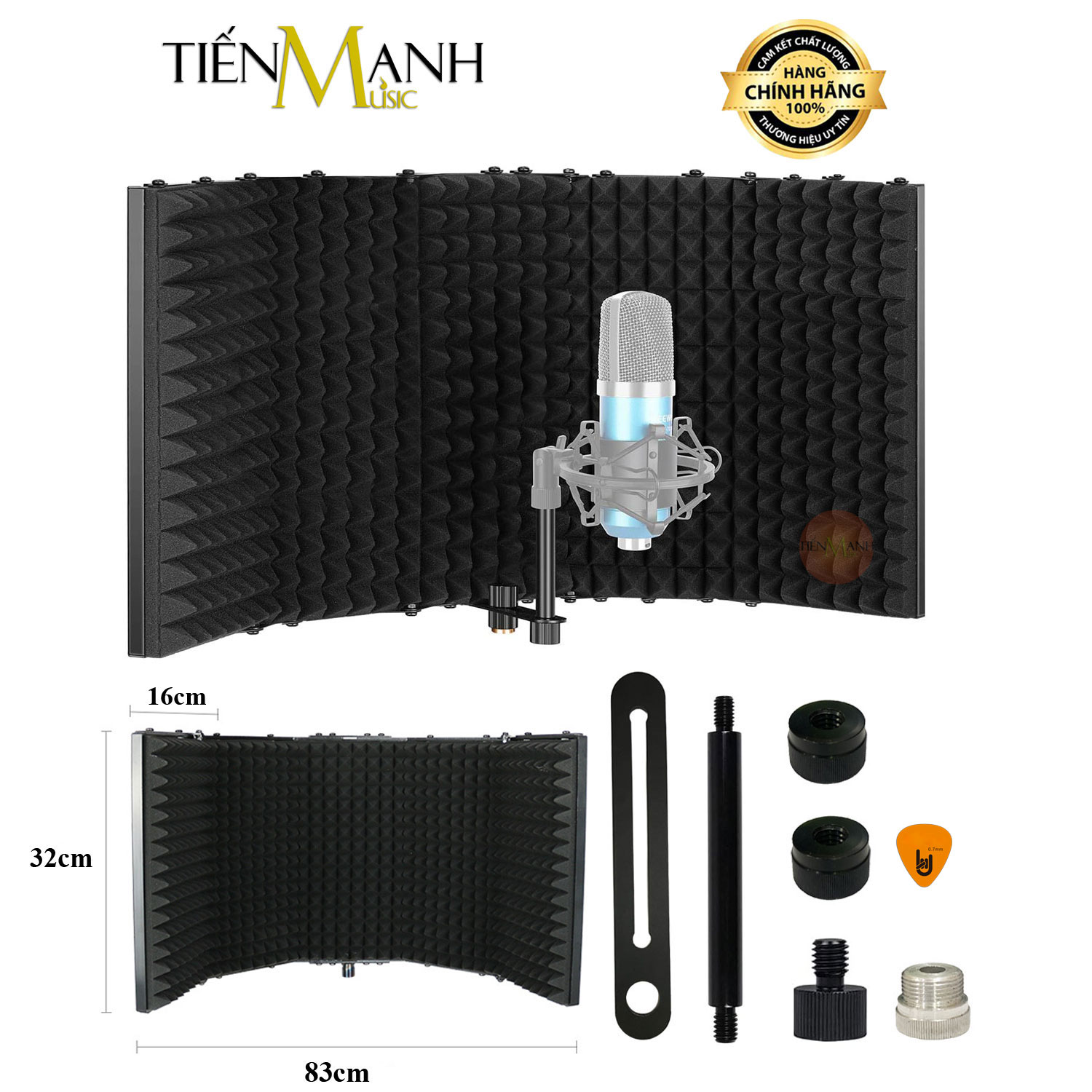 Màng Vách Chắn Tiêu Âm Cho Micro Phòng Thu Loại 5 Cánh Dr.Mic SIC-05 Mic Vocal Booth Màn Tấm Khung Vành Chống Dội, Vang, Tiếng Ồn Hàng Chính Hãng - Kèm Móng Gẩy DreamMaker