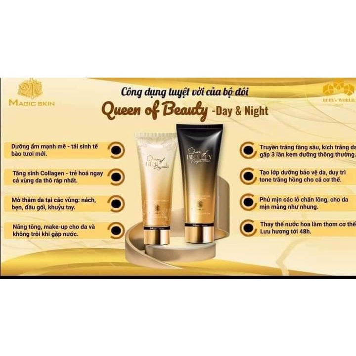 Bộ Đôi Sữa Dưỡng Truyền Trắng Nước Hoa Queen Of Beauty Magic Skin - Tái Sinh Làn Da Mới Đẹp Kiêu Sa