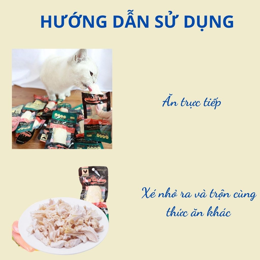 Ức gà hấp ăn liền REAL CHICKEN dinh dưỡng cho chó mèo - gói 40g