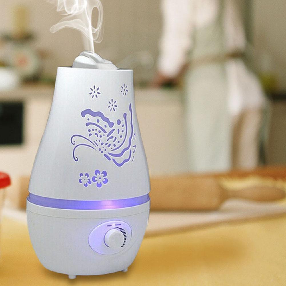 Máy Khuếch Tán Tinh Dầu 2500ml Tặng 3 Chai Sả Chanh + Bạc Hà + Oải Hương 10ml Nhập Khẩu Ấn Độ | MKT34 Hồ Điệp Đế Tròn