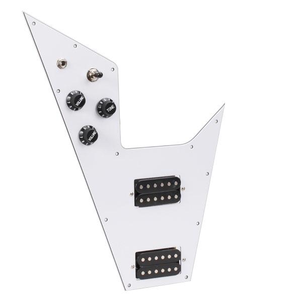White 3 Ply Loaded Prewired Pickguard for Flying V Guitar