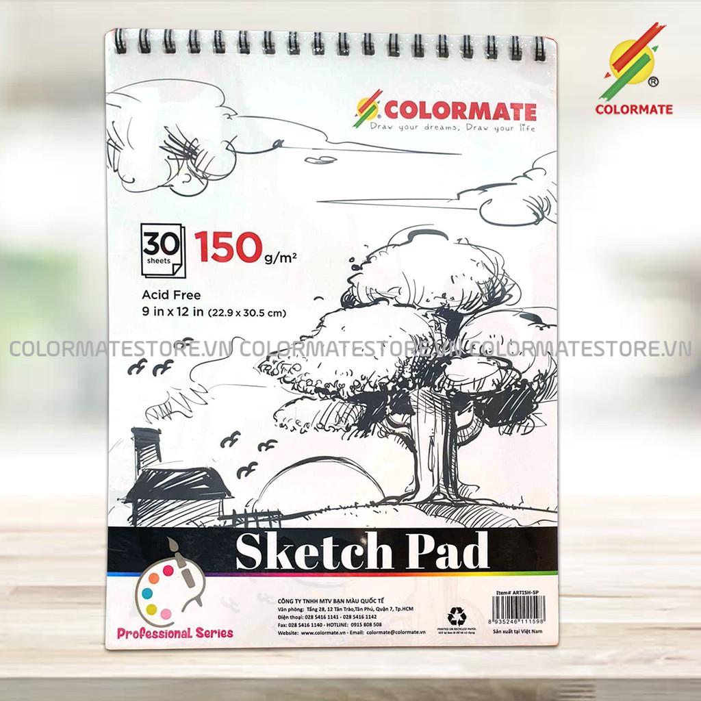 Giấy vẽ Sketch Pad A4 định lượng 150GMS tập 30 tờ, giấy vẽ phác thảo - COLORMATE