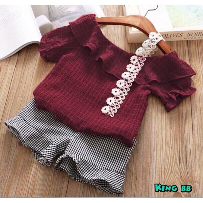 Sét quần karo phối áo xô gân BG