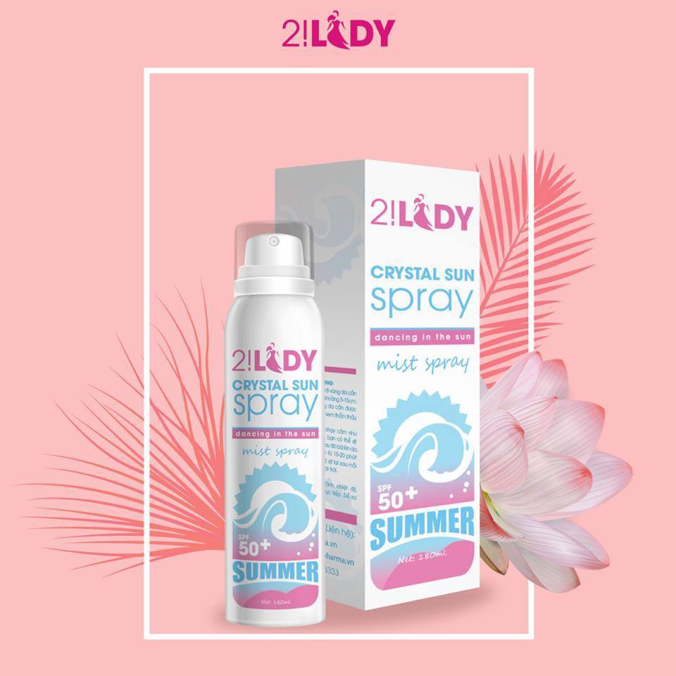 Xịt Chống Nắng 2Lady Crystal Sun Spray – Siêu Phẩm 3 Trong 1, Hiệu Quả Đến 8H 180ml