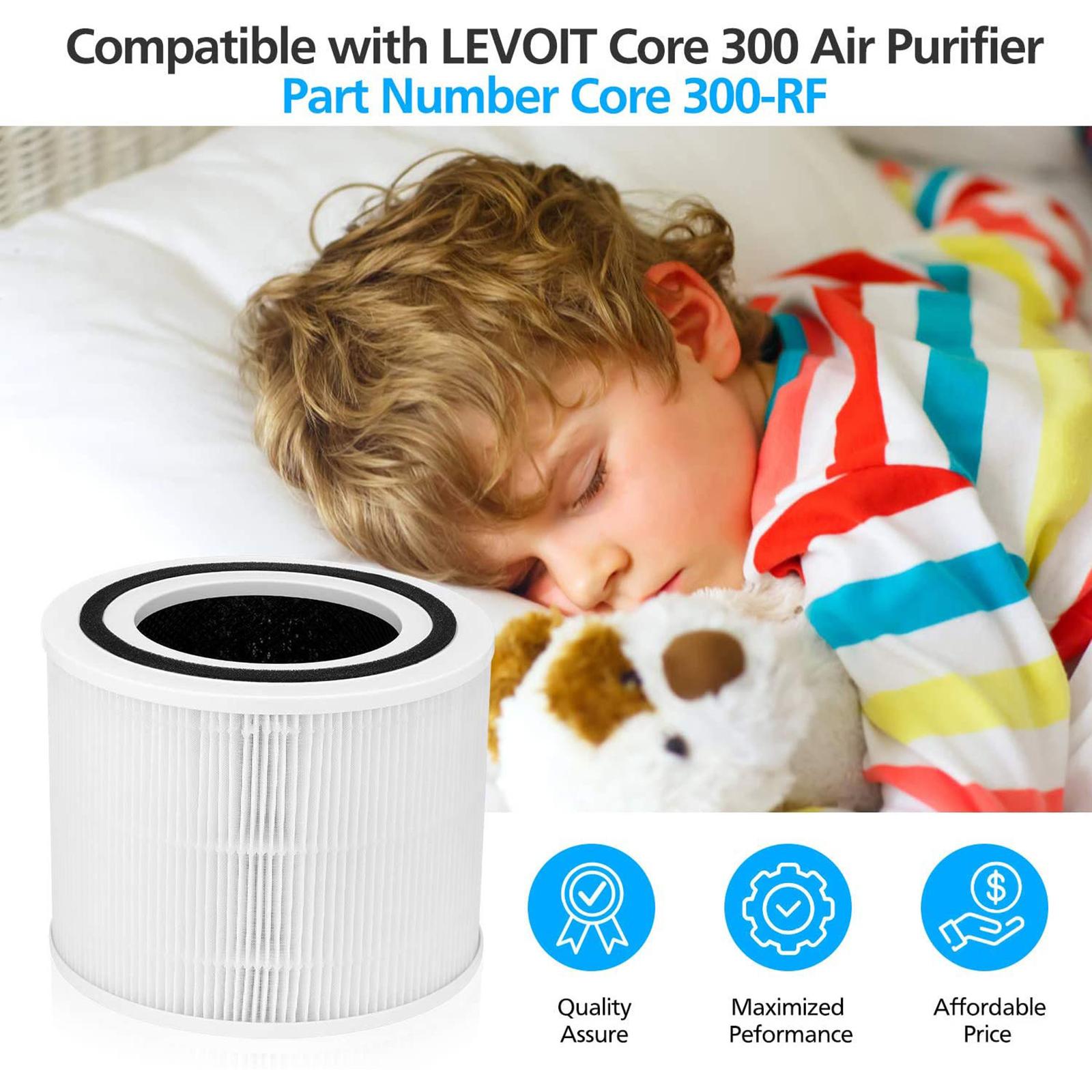 Air Purifier Replacement Filter, 3-in-1 Pre-Filter, True HEPA Filter, High-Efficiency Activated Carbon Filter for LEVOIT Core 300 Core 300-RF