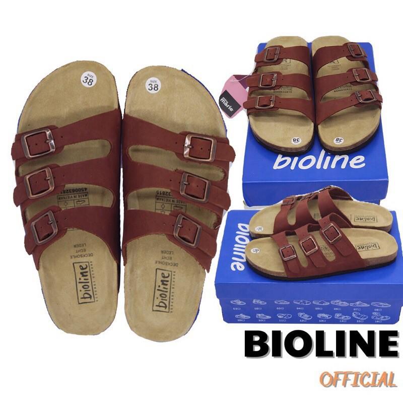 Dép đế trấu birken Bioline da bò thật quai ngang unisex B09 -Bioline Official