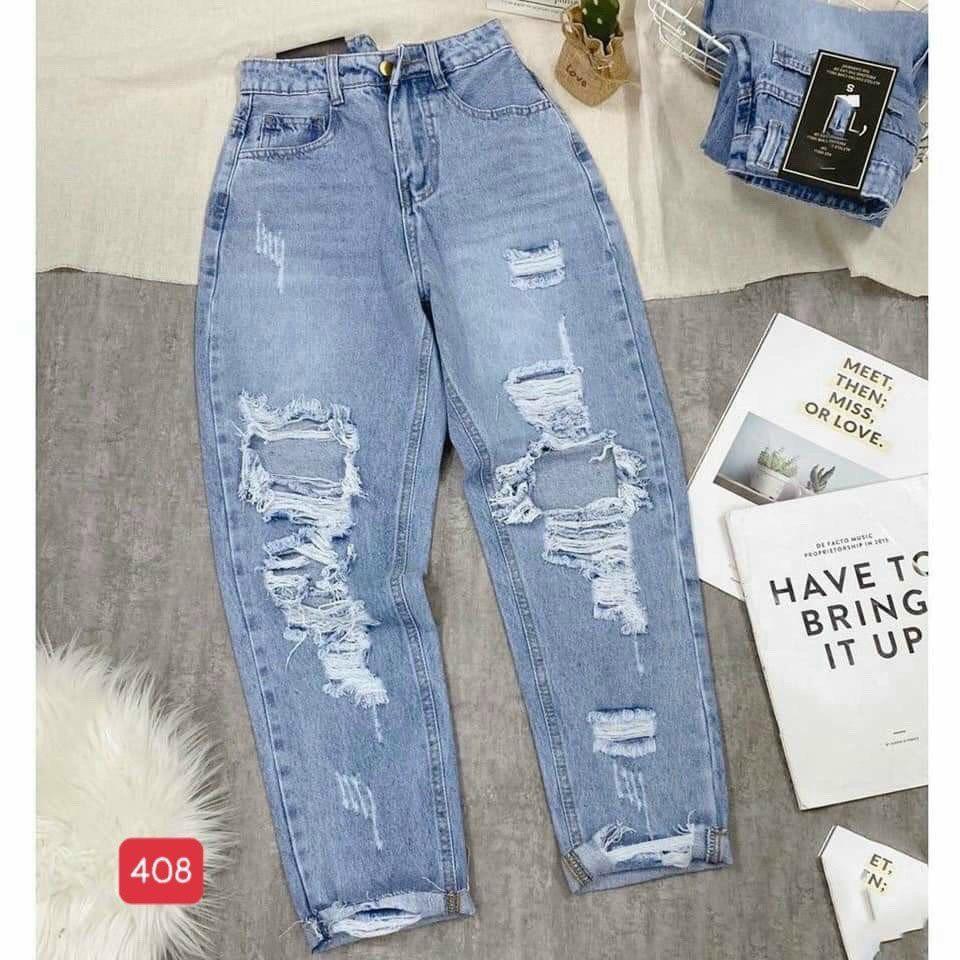 quần baggy jean nữ rách cao cấp-chất liệu denim co dãn,form chuẩn shop (ảnh thật)BEN shop0807 MM5