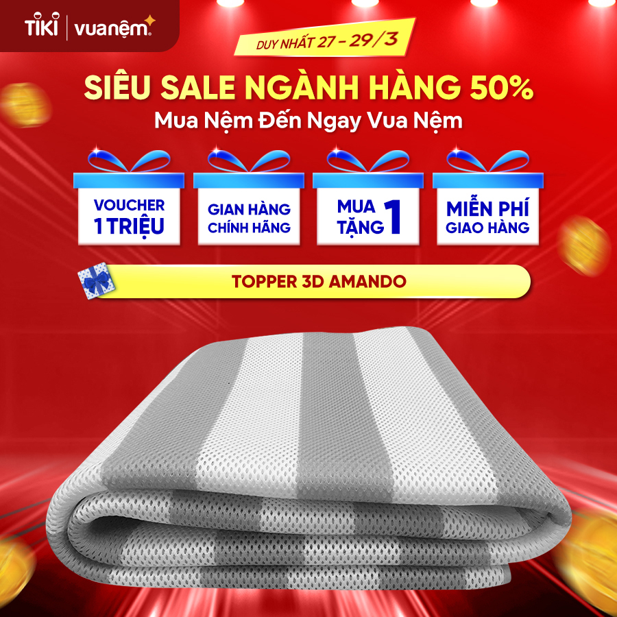 Chiếu điều hòa Doona 3D Amando cao cấp, tấm bảo vệ nệm vải lưới mềm mịn và thoáng mát