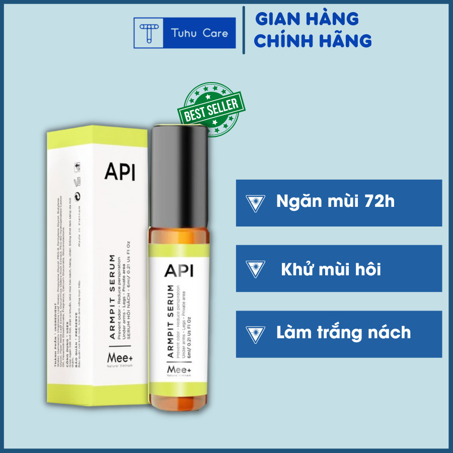 Khử mùi hôi nách API Mee+ 6ml, lăn khử mùi tiện lợi, ngăn tiết mồ hôi nách, giảm thâm nách được khuyên dùng