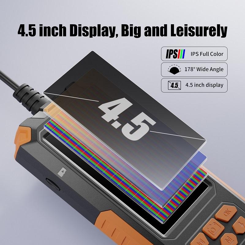 Camera Nội Soi Công Nghiệp Ba Ống Kính Màn Hình IPS 4.5 Inch 8MM HD1080P Kiểm Tra Đường Ống Thoát Nước Ô Tô Borescope IP68 Đèn LED Chống Nước