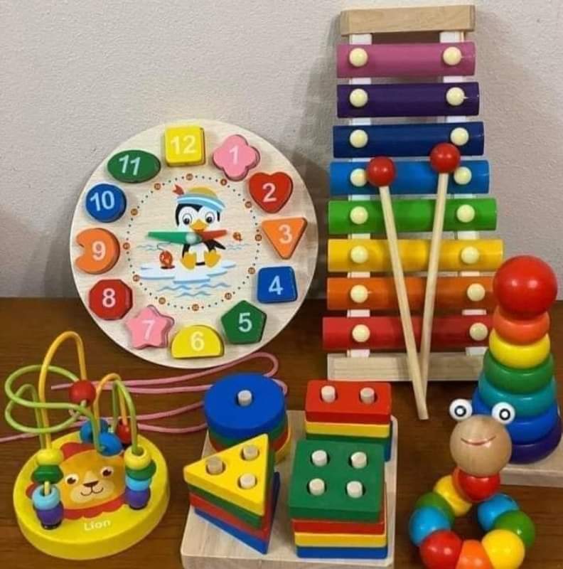 Combo [6 Món] Đồ Chơi Gỗ Thông Minh Phát Triển Trí Tuệ Cho Bé Montessori