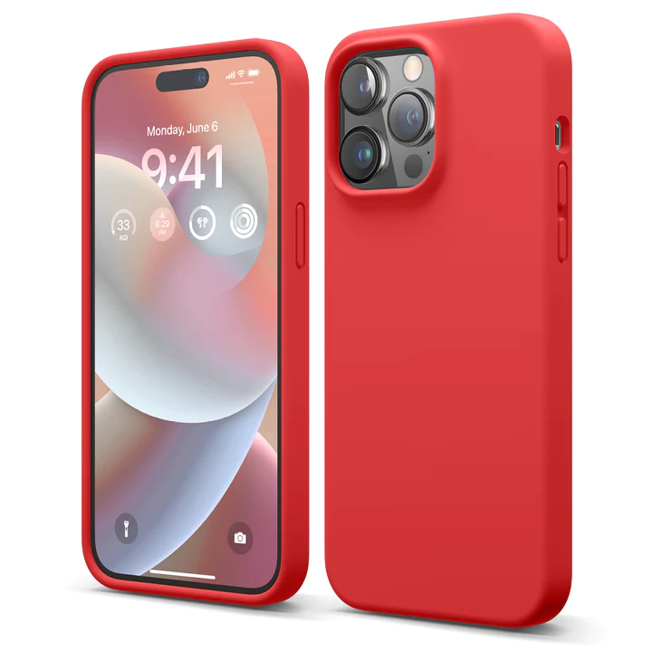 Ốp Lưng Silicon Case Cho Iphone 14 Pro Max 6.7 Inch Siêu Mỏng 0.3Mm Chống Bám Bẩn Hiệu Memumi Liquid Mặt Lưng Siêu Mềm Mịn, Có Gờ Bảo Vệ Camera - Hàng Nhập Khẩu - Đỏ