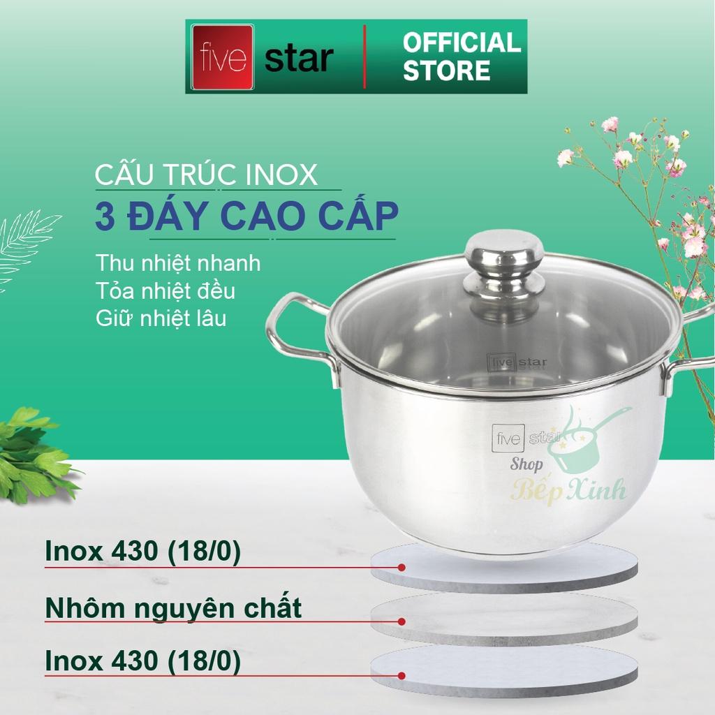 Bộ nồi xửng hấp 3 đáy từ inox 430 cao cấp  Standard nắp kính 24cm  , dùng được mọi bếp