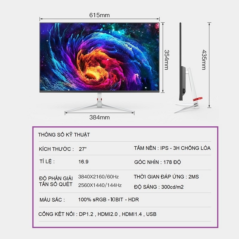 Màn Hình Máy Tính 27 inch UHD 4K  Tràn Viền Gaming