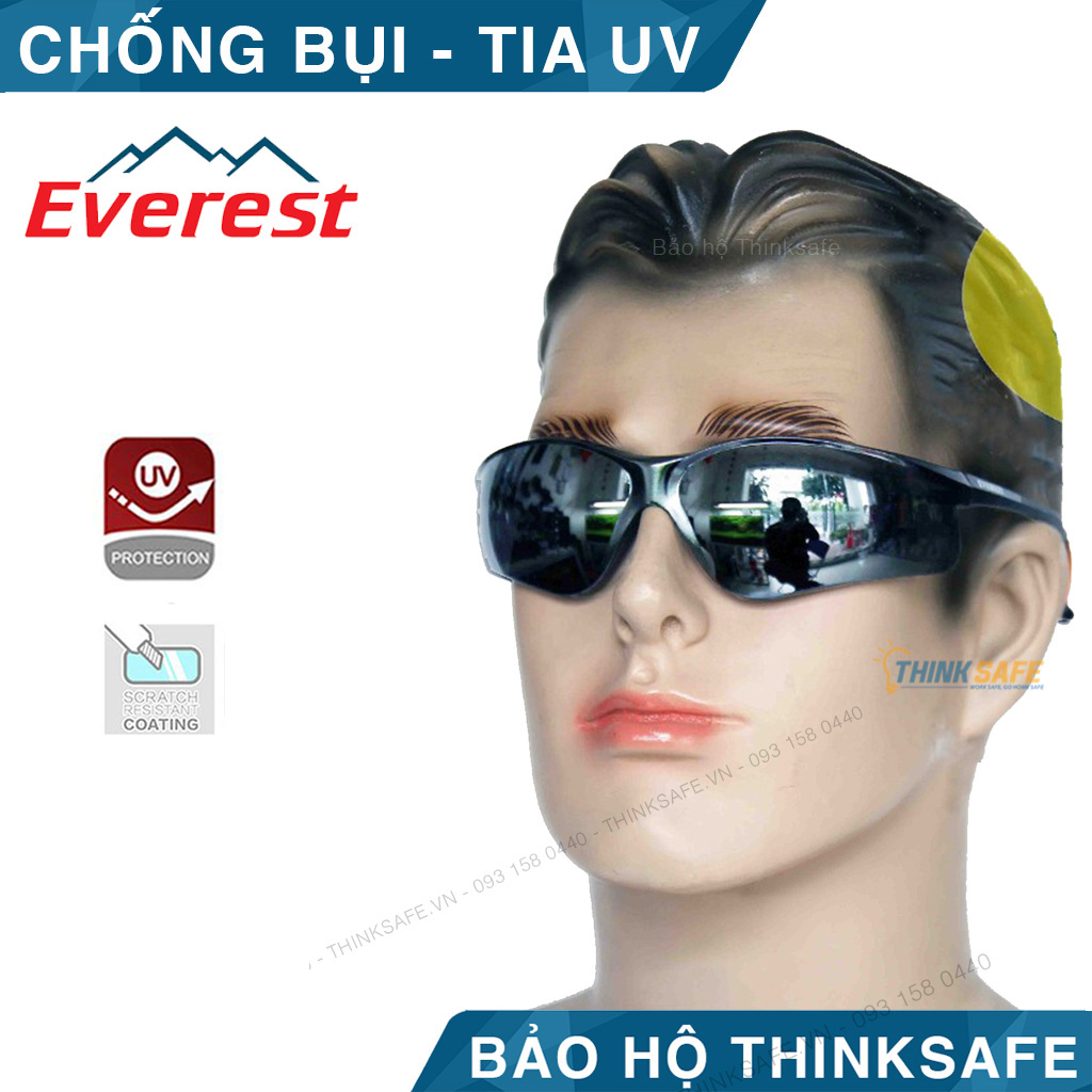 Kính bảo hộ Everest EV204 Kính chống bụi, chống đọng sương, chống tia UV, bảo vệ mắt khi đi xe máy - EV204 Smoke Mirror Anti Frog