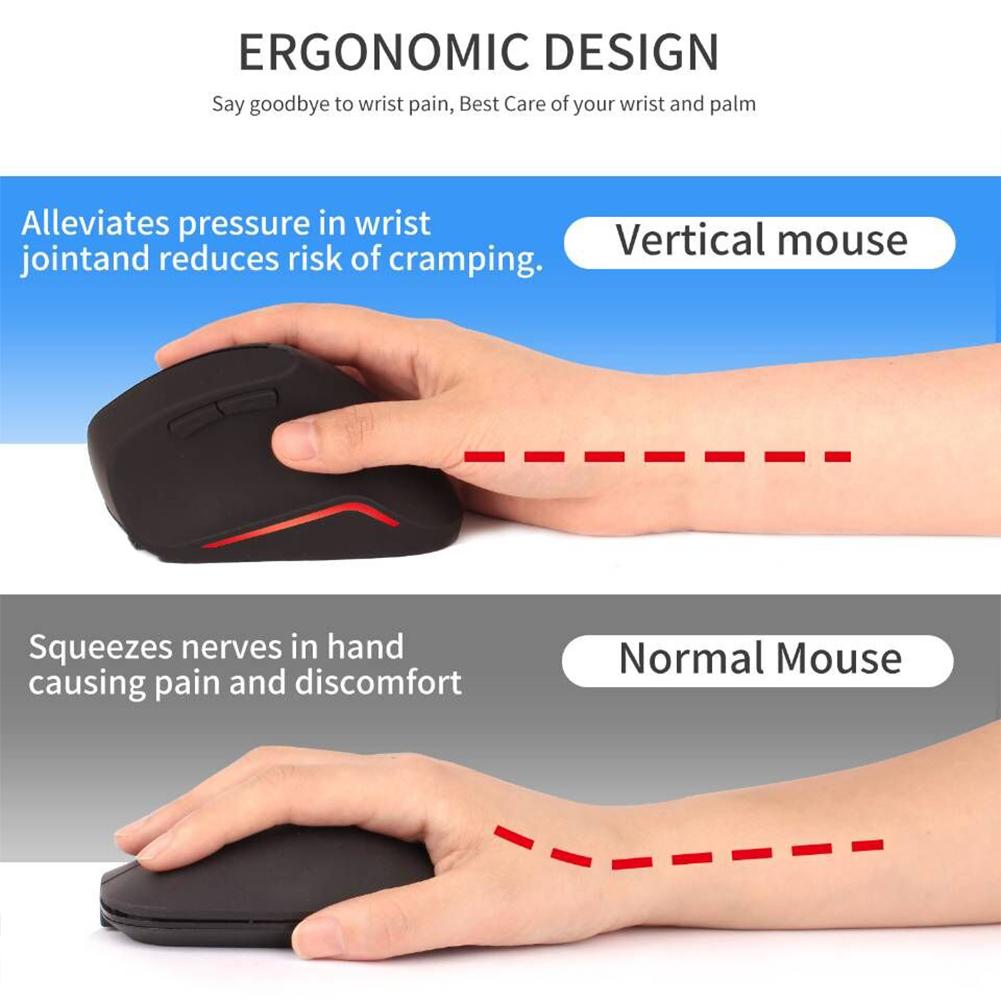 6 Nút Công Thái Dọc Mặt Bánh Xe 2.4Ghz Không Dây 6 Nút Ergonomic Thoải Mái Tiết Kiệm Điện