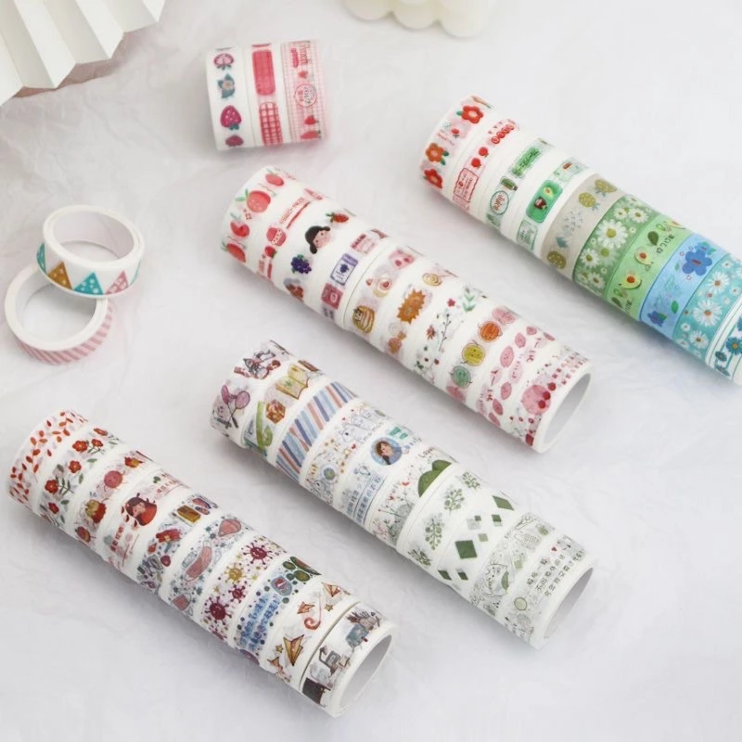 Lẻ 1 Cuộn băng dính washi tape dán trang trí họa tiết hoạt hình dễ thương, cuộn băng dán sticker nhiều hình cute