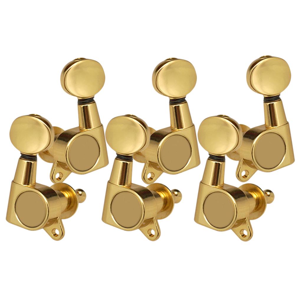 6PCS Guitar Sealed Tuners Tuning Peg for Acoustic Folk Guitar Part 3R3L Gold