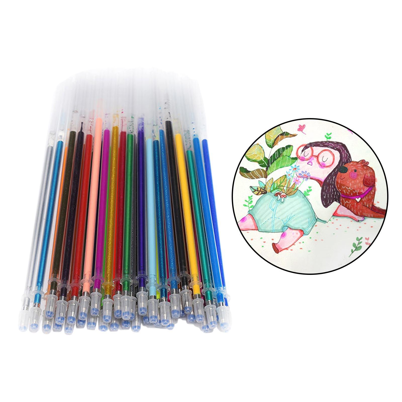 Neon Gel Pen Refill Glitter Pen for Coloring Drawing Craft Marker;