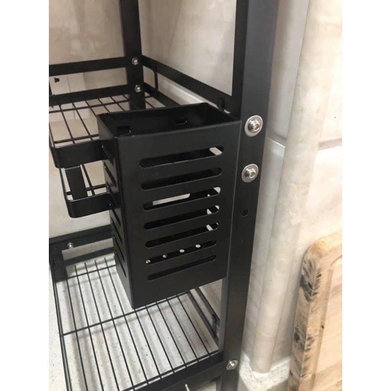 Kệ Gia Vị 2 Tầng Thép Đen Có Chỗ Để Dao Thớt