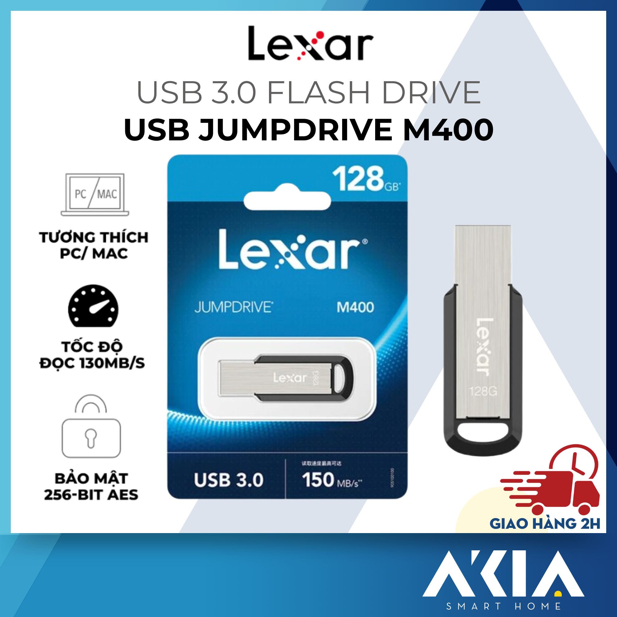 Hình ảnh USB Lexar JumpDrive M400 32GB / 64GB / 128GB / 256GB, tốc độ đọc 130Mb/s, tương thích PC/ MAC, BH 3 năm - Hàng chính hãng