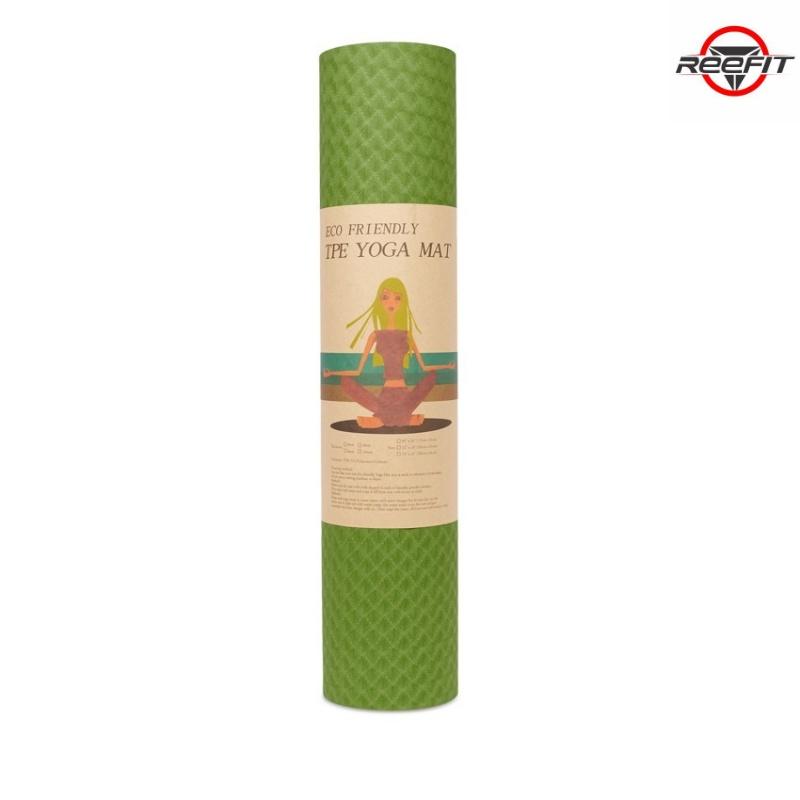 Thảm tập Yoga Eco 6mm 2 lớp TPE màu xanh lá (kèm túi)