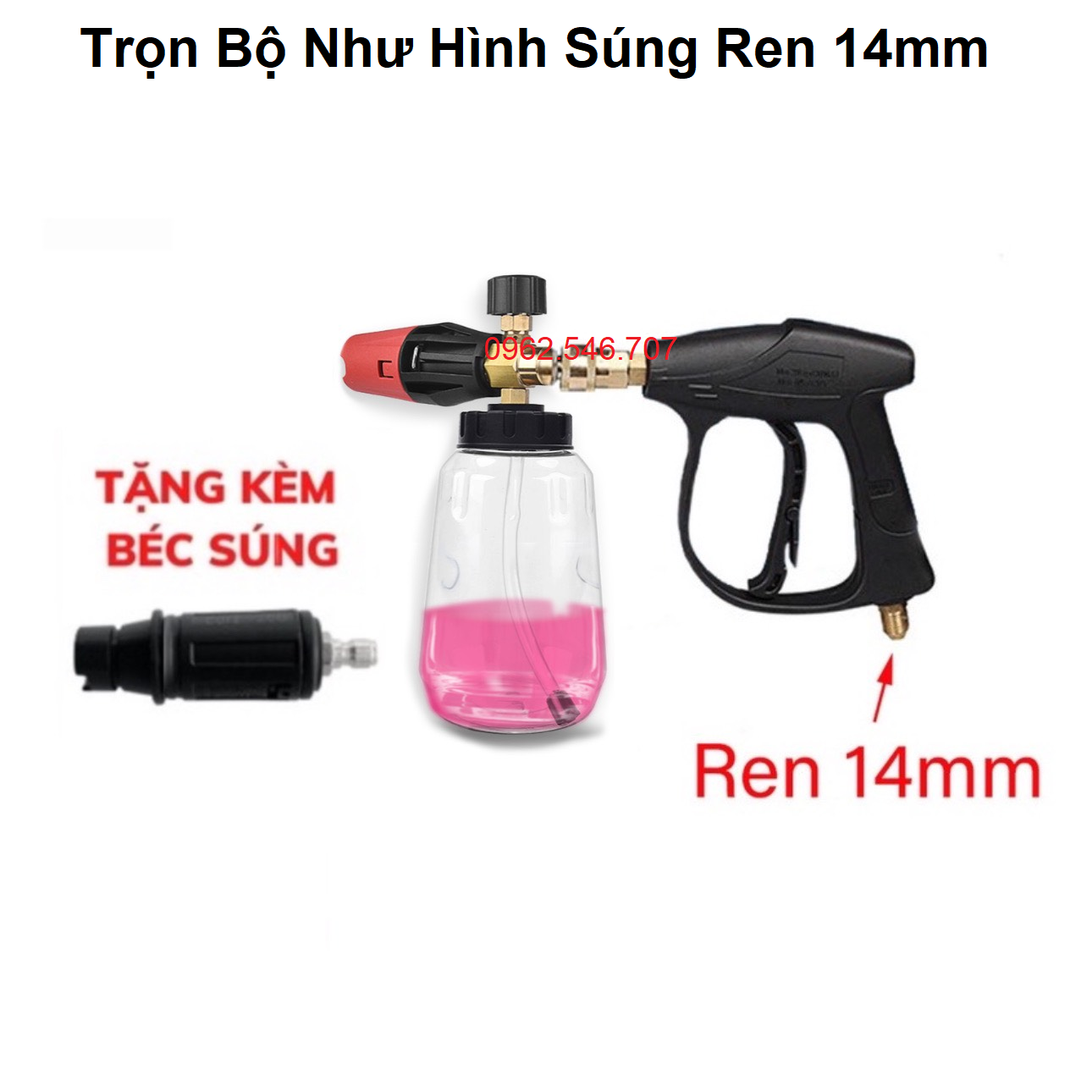 [ Tặng Khớp Nối Nhanh ] Bình phun xịt tạo bọt tuyết foam cao cấp 1 lít gắn vòi phun xịt rửa cho máy rửa xe áp lực cao