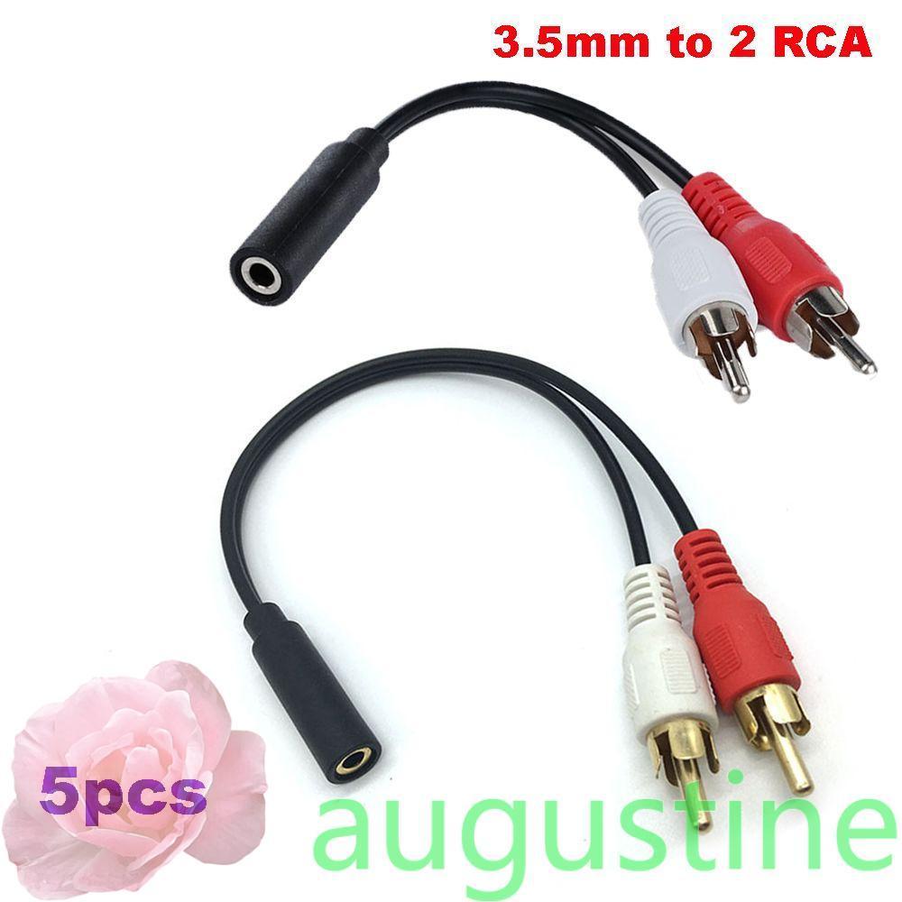 Bộ 5 Dây Cáp Chuyển Đổi Âm Thanh Rca Av 1 Đầu Cắm 3.5mm Sang 2 Rca Nhiều Màu Cho Pc Tv