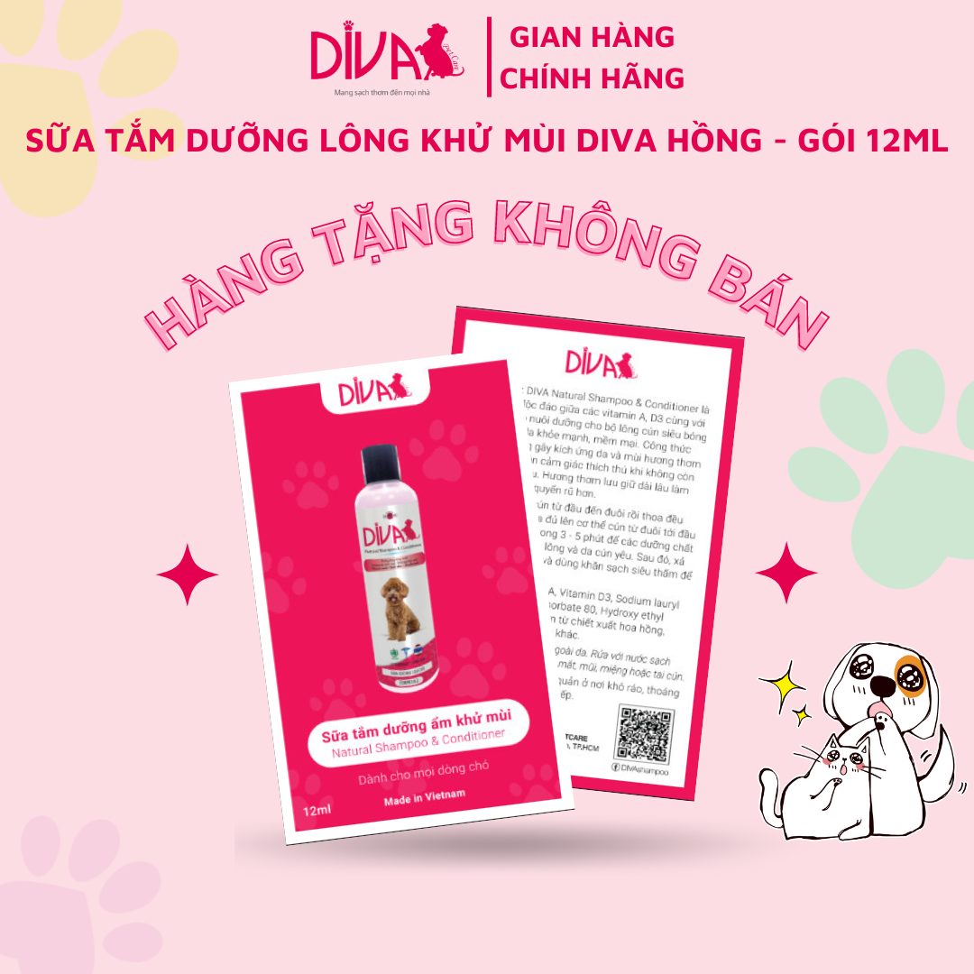 SỮA TẮM DƯỠNG LÔNG KHỬ MÙI DIVA HỒNG - GÓI 12ML (DIVA FORMULA 2)