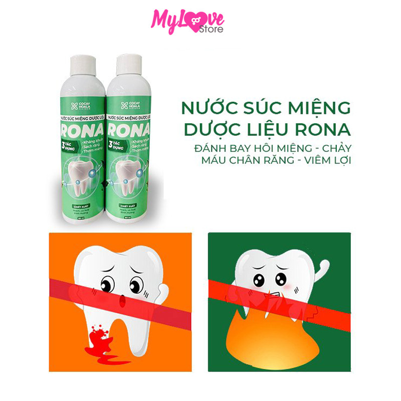 Nước Súc Miệng Dược Liệu Rona Cocayhoala Sạch Răng – Khử Mùi Hôi – Ngừa Viêm Lợi, Không Cồn, Chai 180ml
