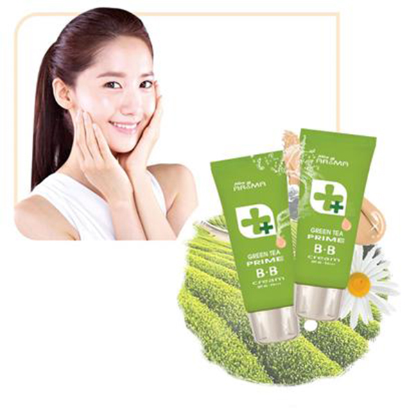 Kem nền đa năng trà xanh Mira Aroma Prime Green Tea B.B Cream Hàn Quốc 30ml tặng kèm móc khóa