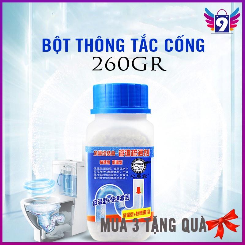 Bột thông cống cực mạnh sử lý tắc ngẽn bồn rửa bát và bồn cầu hiệu quả hộp màu xanh KN STORE thông lavabo